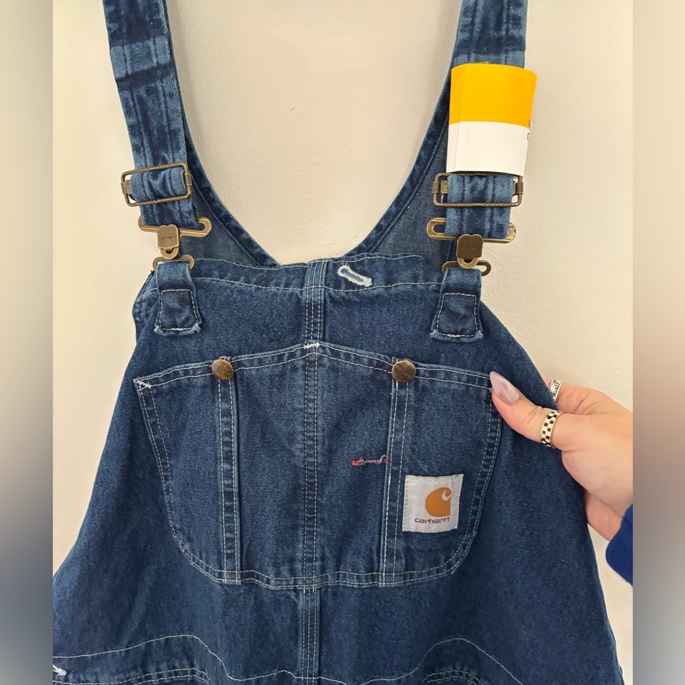 NWT Carhartt Washed-Denim Bib Overalls Dark Wash Size 42 X 32 - Picture 6 of 15